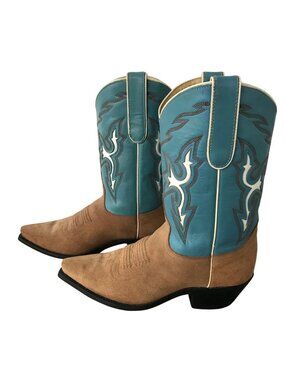 Dan Post Suede Womens Tan Blue Western Boots 7 M DP22141